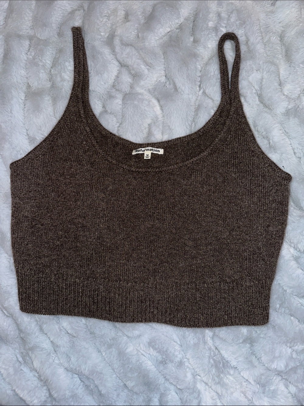 Reformation Chocolate Brown Knit Cropped Tank